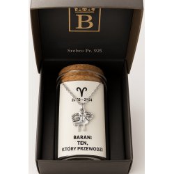 Srebrny naszyjnik damski w butelce znak zodiaku baran srebro próba 925