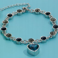 Srebrna bransoletka damska serce z cyrkoniami stal szlachetna 316L