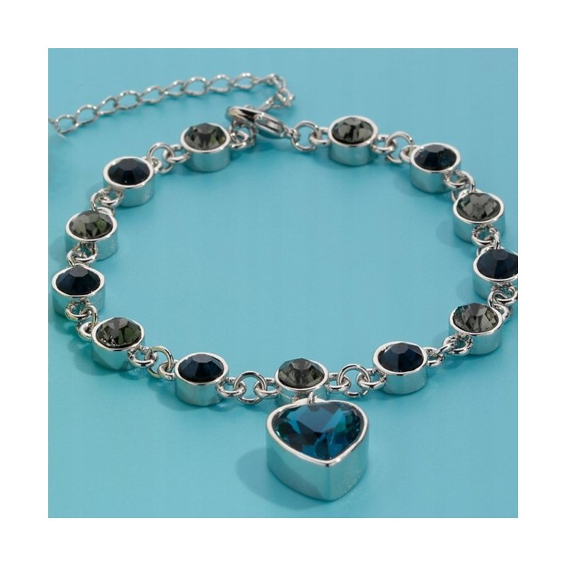 Srebrna bransoletka damska serce z cyrkoniami stal szlachetna 316L