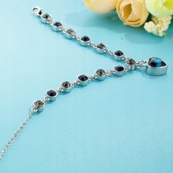 Srebrna bransoletka damska serce z cyrkoniami stal szlachetna 316L