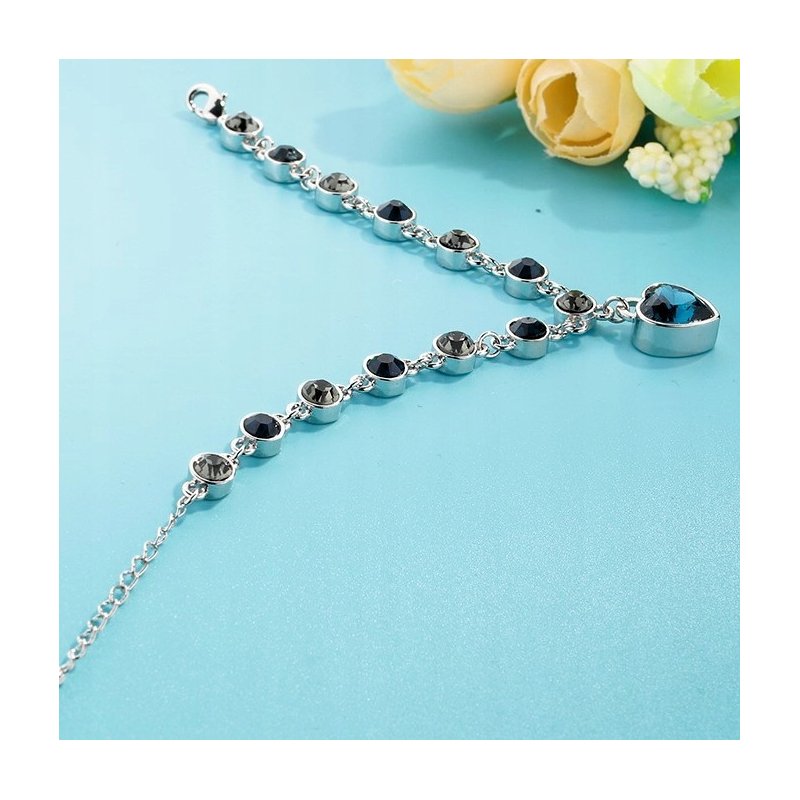 Srebrna bransoletka damska serce z cyrkoniami stal szlachetna 316L