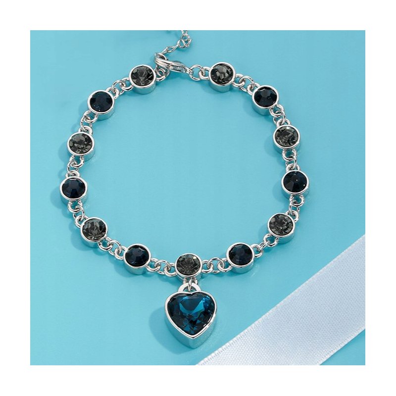 Srebrna bransoletka damska serce z cyrkoniami stal szlachetna 316L