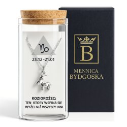 Srebrny naszyjnik damski w butelce znak zodiaku koziorożec srebro próba 925