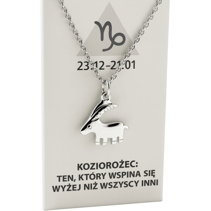 Srebrny naszyjnik damski w butelce znak zodiaku koziorożec srebro próba 925