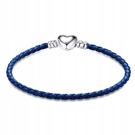 Bransoletka damska modułowa niebieska charms serce na Dzień Kobiet