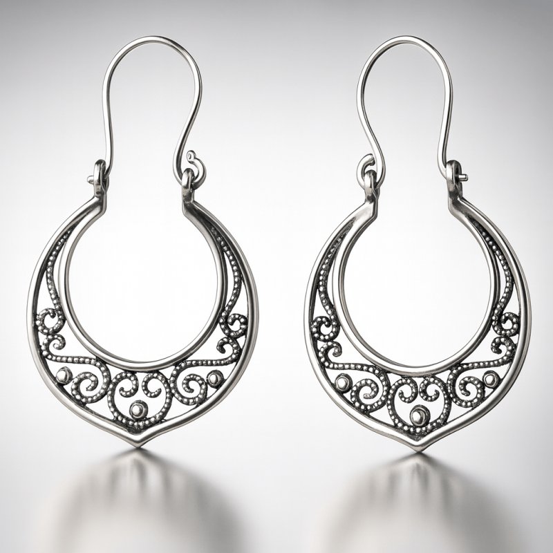 Kolczyki srebrne wiszące ażurowe filigran srebro próba 925 oryginalne