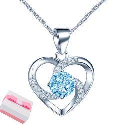 Naszyjnik srebrny łańcuszek damski z zawieszką niebieski srebro próba 925