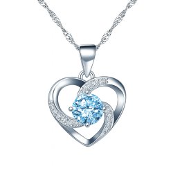 Naszyjnik srebrny łańcuszek damski z zawieszką niebieski srebro próba 925