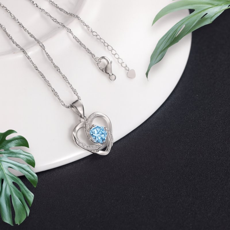 Naszyjnik srebrny łańcuszek damski z zawieszką niebieski srebro próba 925