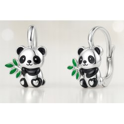 Srebrne kolczyki dla dziewczynki panda srebro próba 925