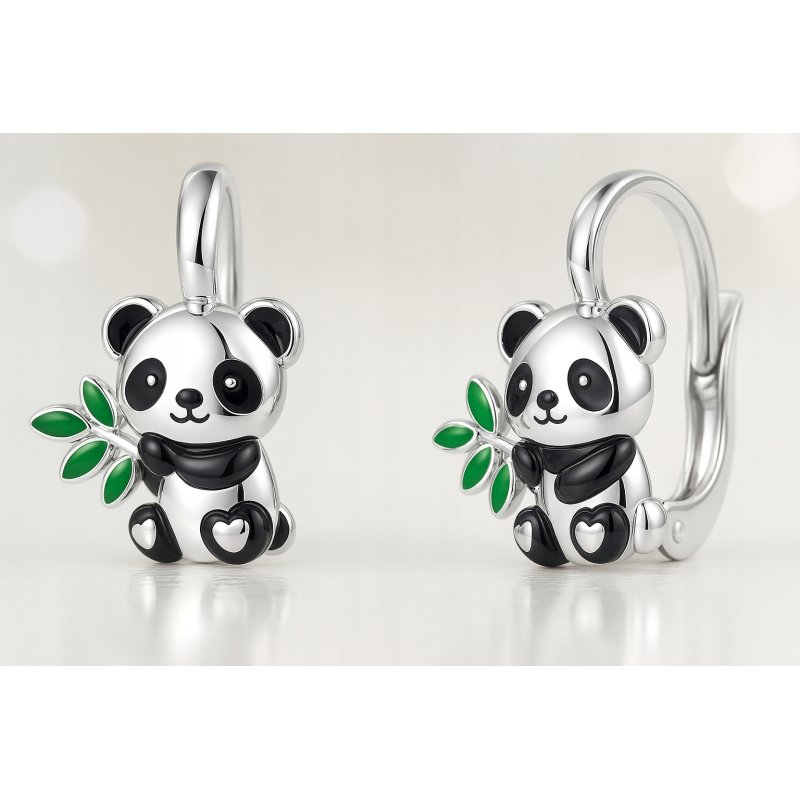 Srebrne kolczyki dla dziewczynki panda srebro próba 925