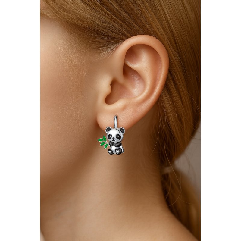 Srebrne kolczyki dla dziewczynki panda srebro próba 925