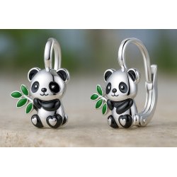 Srebrne kolczyki dla dziewczynki panda srebro próba 925