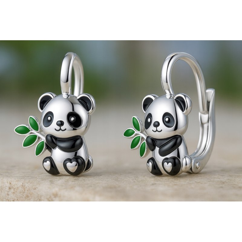 Srebrne kolczyki dla dziewczynki panda srebro próba 925