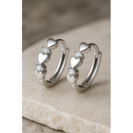 Srebrne kolczyki serca kółka dla dziewczynki 925