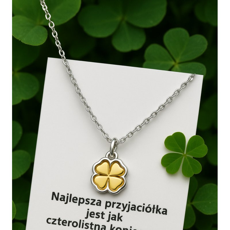 Srebrny damski naszyjnik w butelce koniczynka BFF srebro próba 925