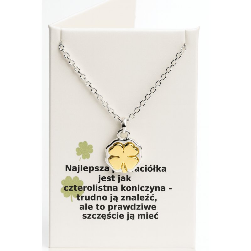 Srebrny damski naszyjnik w butelce koniczynka BFF srebro próba 925