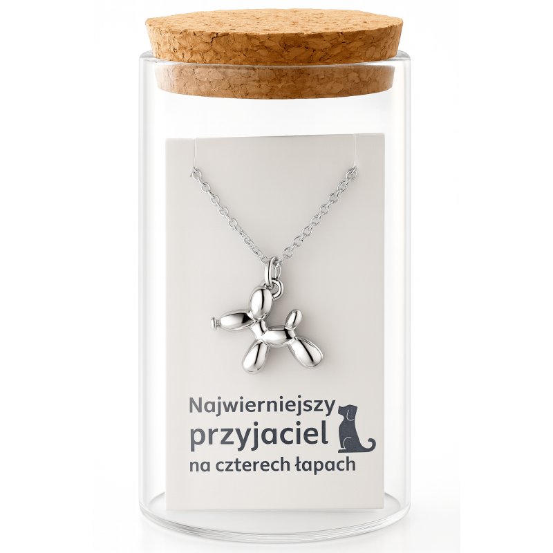 Srebrny damski naszyjnik w butelce piesek balon srebro próba 925