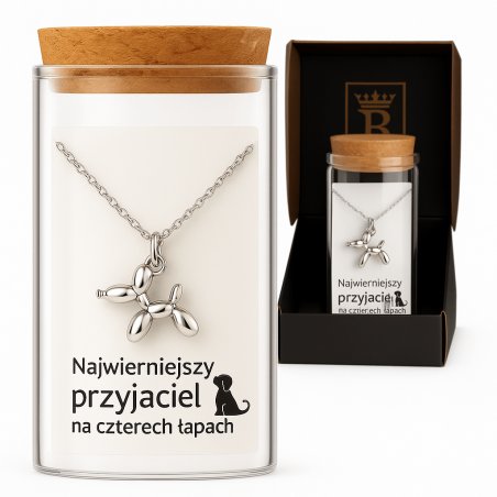 Srebrny damski naszyjnik w butelce piesek balon srebro próba 925