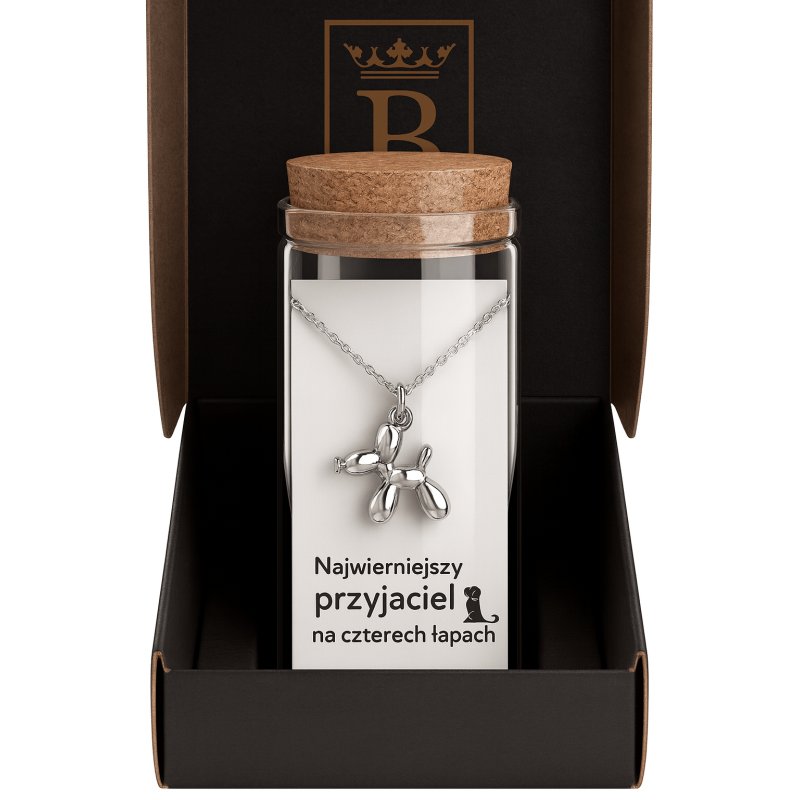 Srebrny damski naszyjnik w butelce piesek balon srebro próba 925