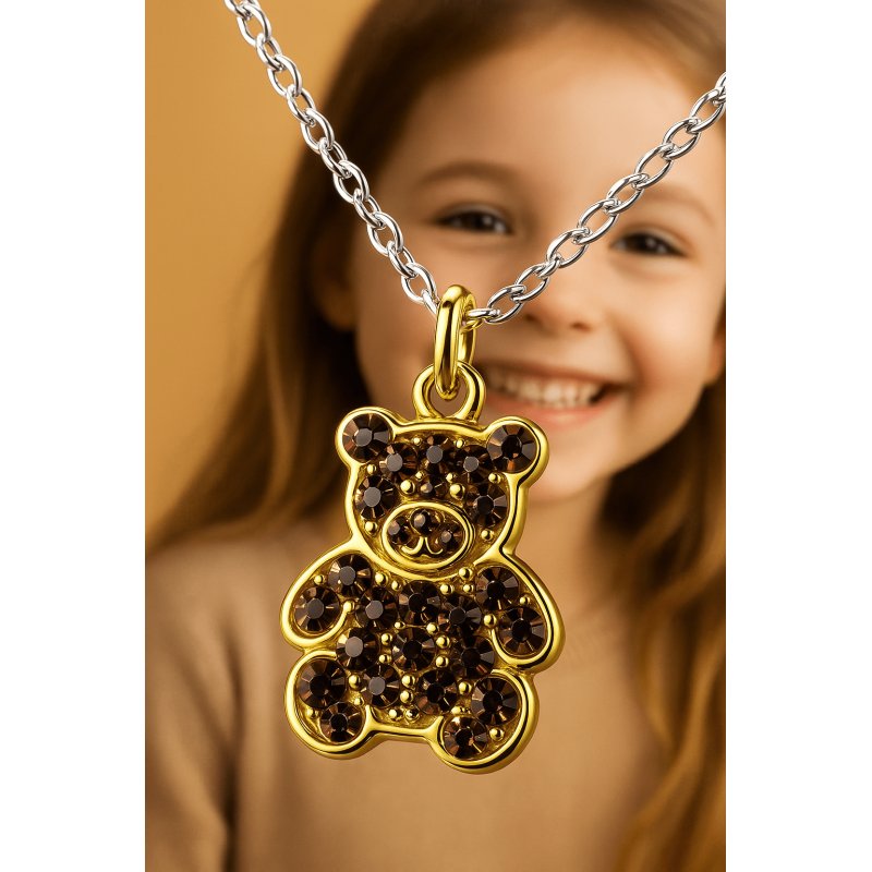 Srebrny damski naszyjnik w butelce miś cyrkonie srebro próba 925