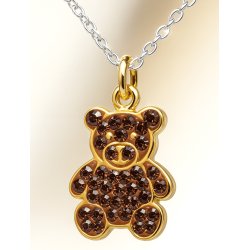 Srebrny damski naszyjnik w butelce miś cyrkonie srebro próba 925