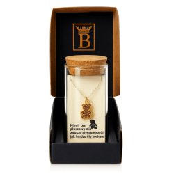 Srebrny damski naszyjnik w butelce miś cyrkonie srebro próba 925