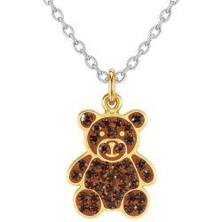 Srebrny damski naszyjnik w butelce miś cyrkonie srebro próba 925