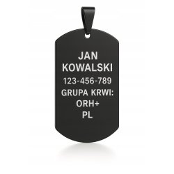 Czarny męski łańcuszek nieśmiertelnik stal chirurgiczna 316L