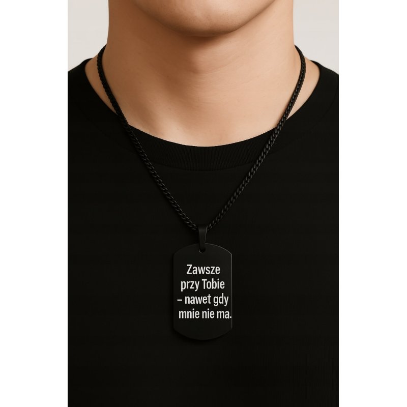 Czarny męski łańcuszek nieśmiertelnik stal chirurgiczna 316L