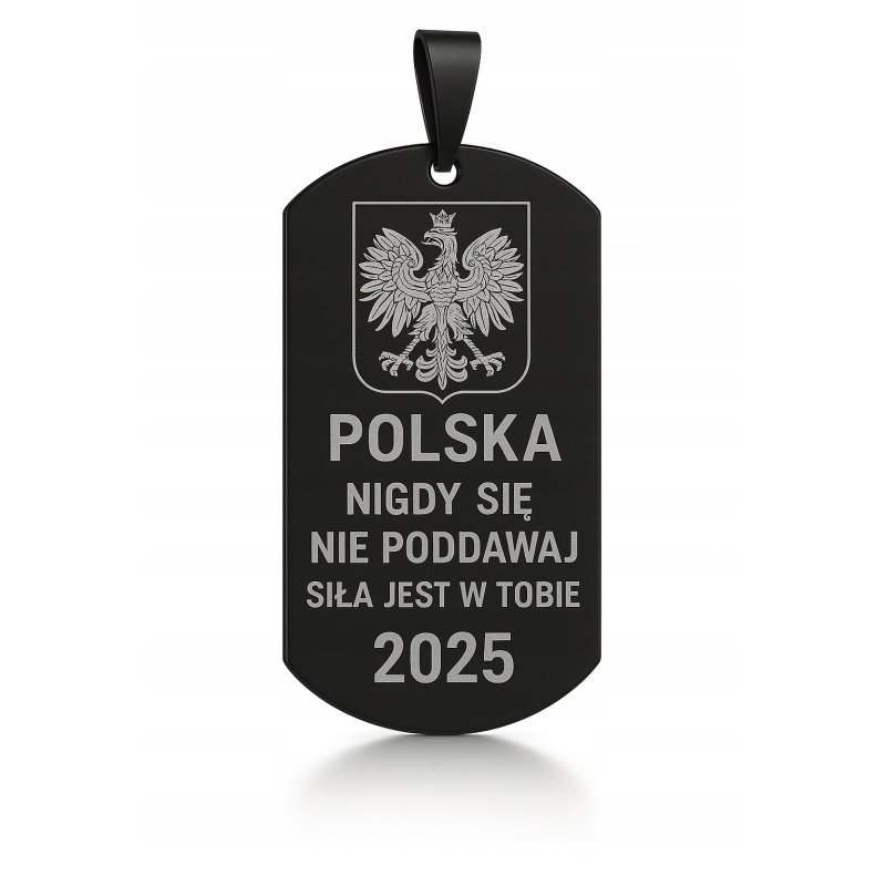 Czarny męski łańcuszek nieśmiertelnik stal chirurgiczna 316L
