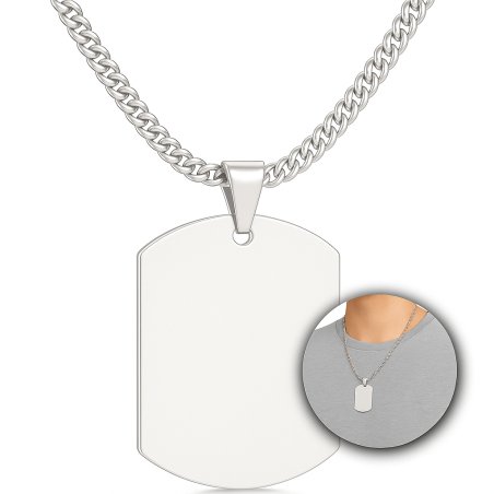 Srebrny łańcuszek męski nieśmiertelnik stal chirurgiczna 316L