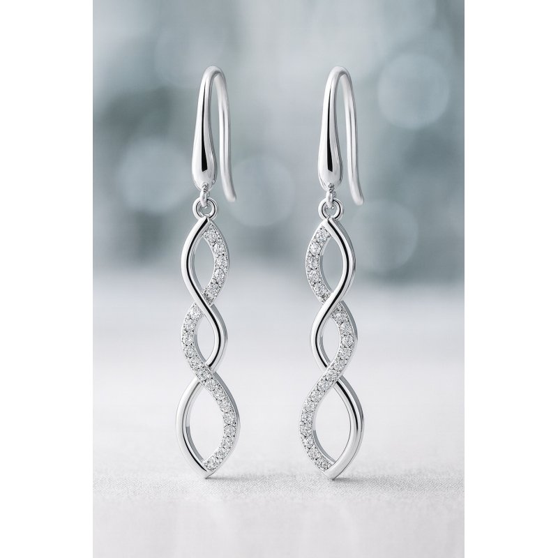 Długie srebrne kolczyki wiszące damskie rodowane kolczyki srebro próba 925