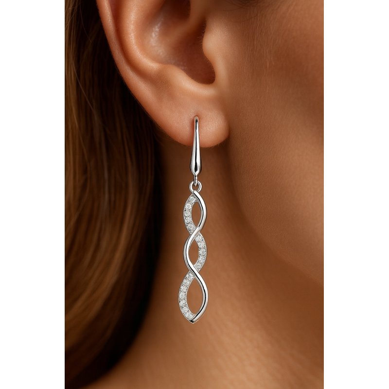 Długie srebrne kolczyki wiszące damskie rodowane kolczyki srebro próba 925