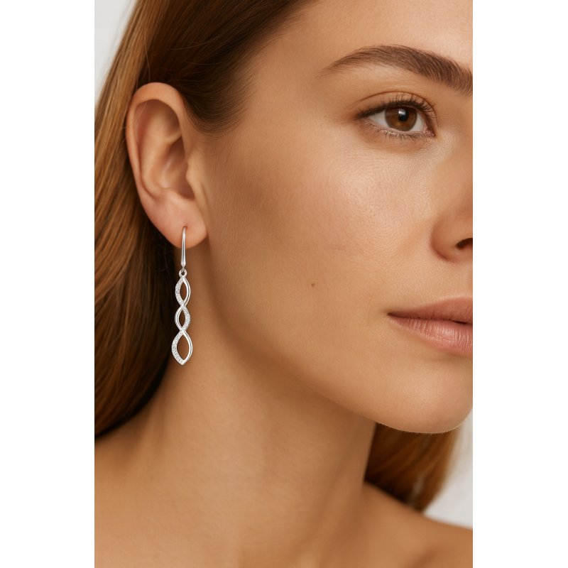 Długie srebrne kolczyki wiszące damskie rodowane kolczyki srebro próba 925