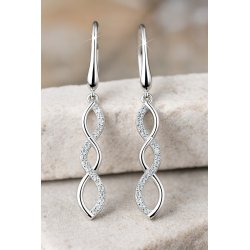 Długie srebrne kolczyki wiszące damskie rodowane kolczyki srebro próba 925