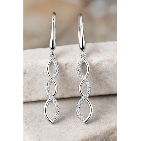 Długie srebrne kolczyki wiszące damskie rodowane kolczyki srebro próba 925