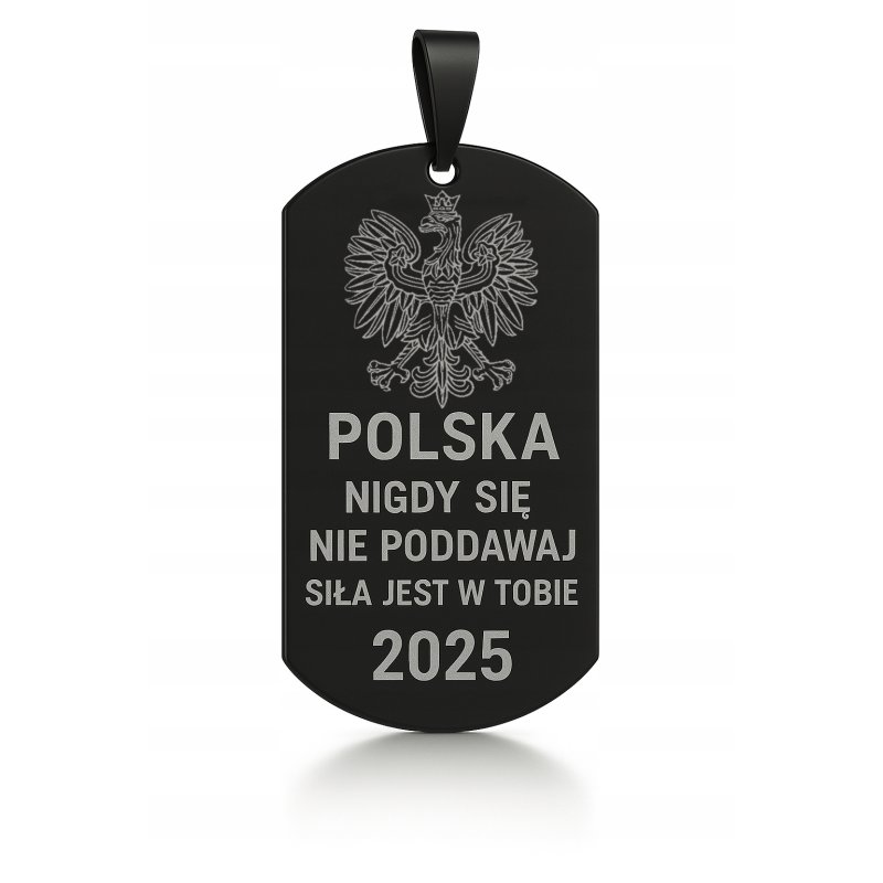 Czarny nieśmiertelnik stal chirurgiczna szlachetna 316L