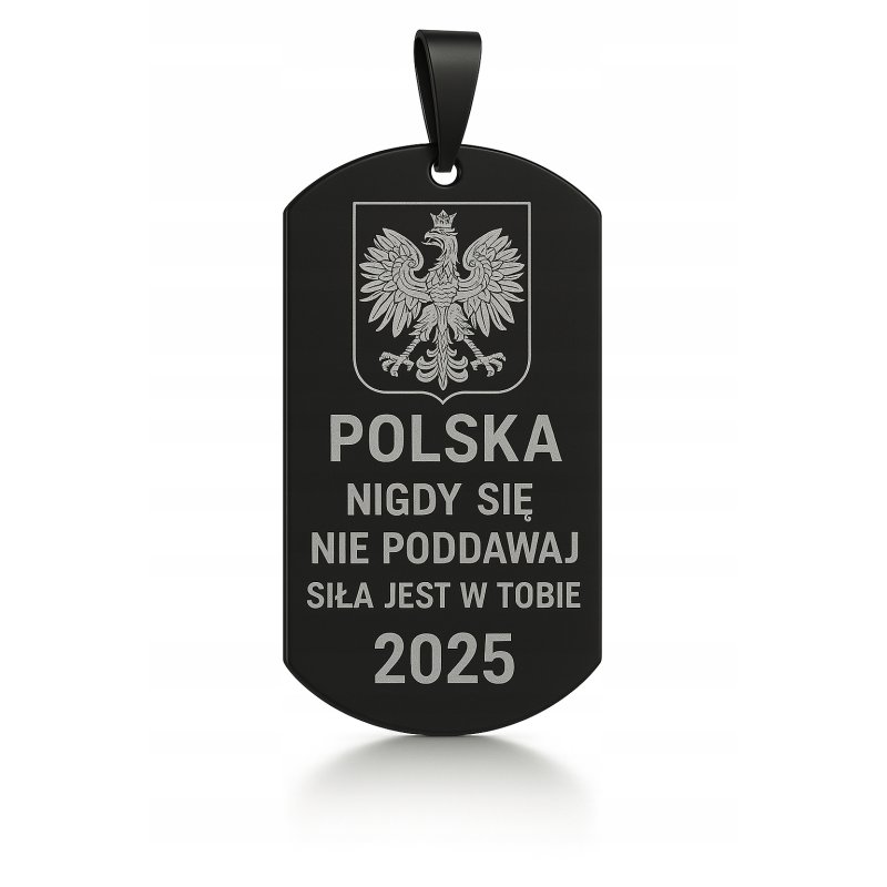 Czarny nieśmiertelnik stal chirurgiczna szlachetna 316L