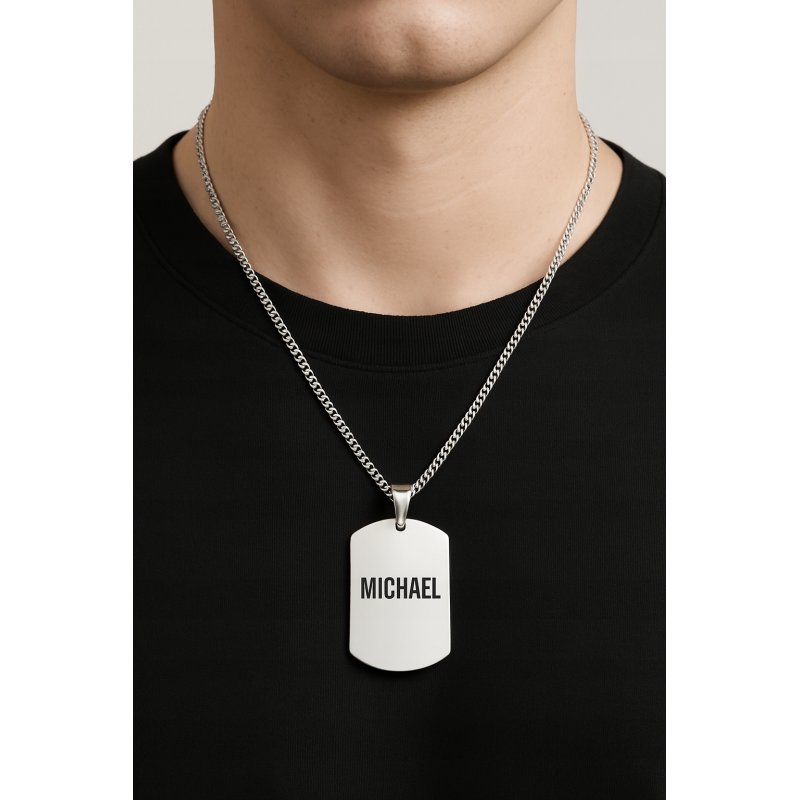 Srebrny nieśmiertelnik wisiorek stal szlachetna chirurgiczna 316L