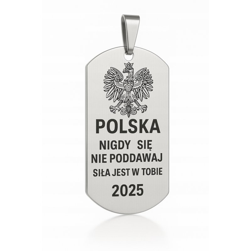 Srebrny nieśmiertelnik wisiorek stal szlachetna chirurgiczna 316L