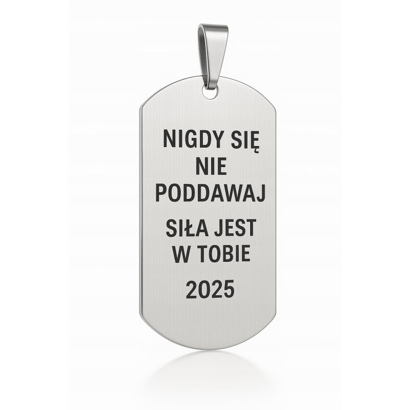 Srebrny nieśmiertelnik wisiorek stal szlachetna chirurgiczna 316L