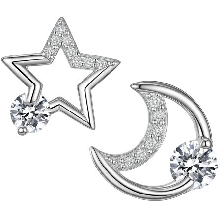 Srebrne kolczyki wkrętki kolczyki sztyfty rodowane księżyc srebro 925