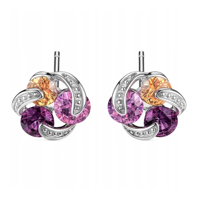 Srebrne kolczyki rodowane fiolet srebro 925