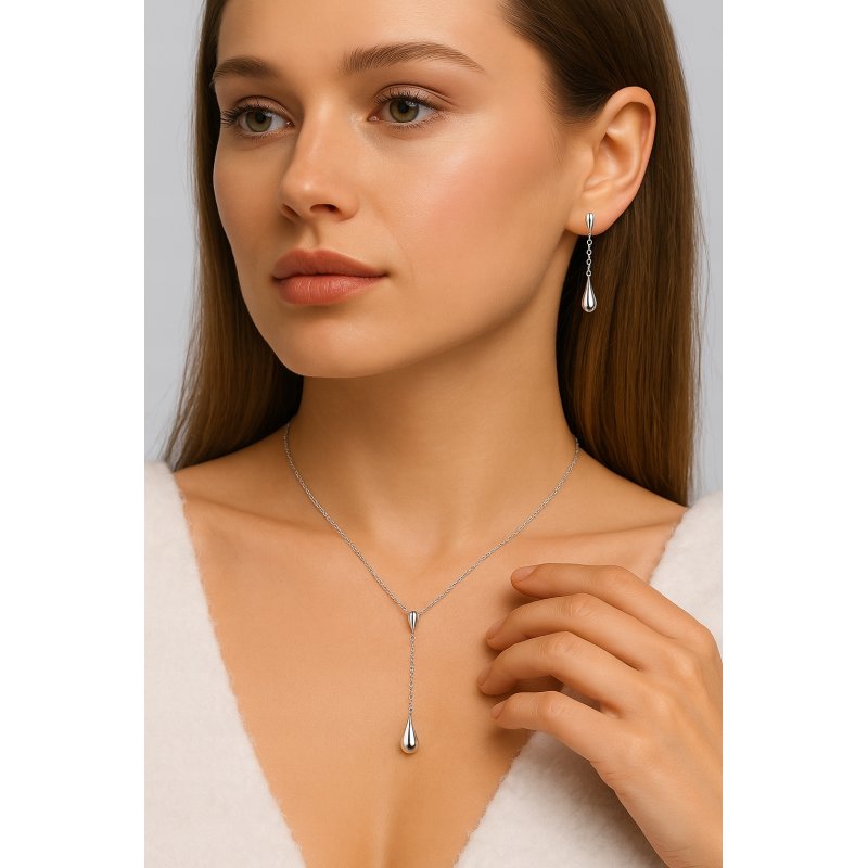 Naszyjnik damski srebrny łańcuszek krople srebro próba 925 regulowany