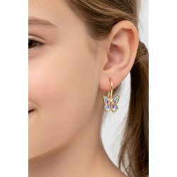 Kolczyki srebrne pozłacane wiszące motylki dla dziewczynki srebro 925