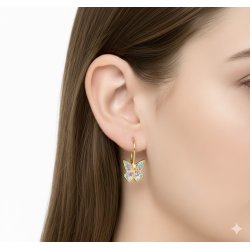 Kolczyki srebrne pozłacane wiszące motylki dla dziewczynki srebro 925