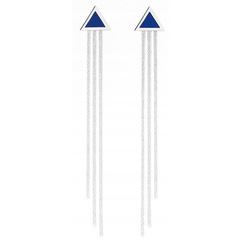 Długie srebrne kolczyki wiszące łańcuszki damskie srebro 925 wkrętki sztyft