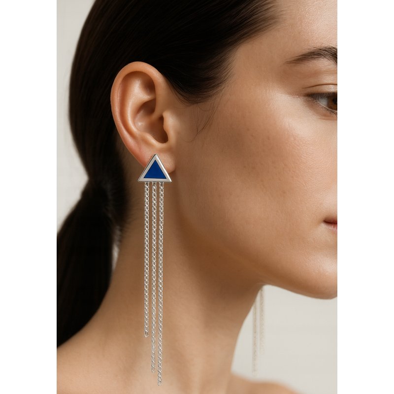 Długie srebrne kolczyki wiszące łańcuszki damskie srebro 925 wkrętki sztyft