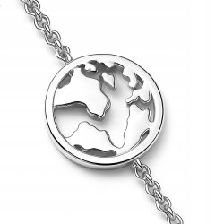 Bransoletka damska srebrna świat podróż samolot srebro próba 925 regulowana